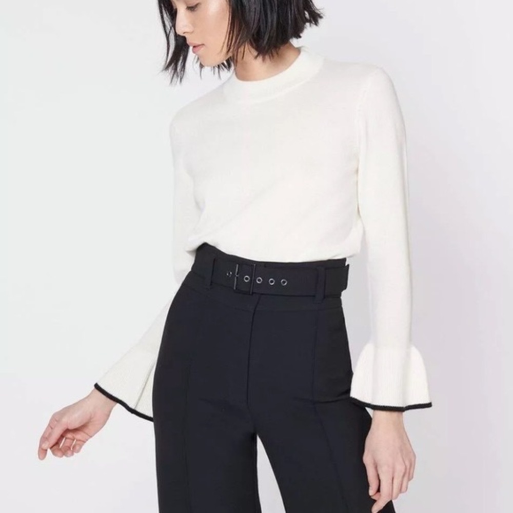 NWT Veronica Beard Cashmere Mar Bell Sleeve Mock Neck Crew Sweater